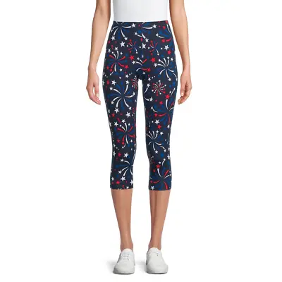 No Boundaries Juniors’ Navy Capri Leggings Size Large Fireworks Patriotic • $6.98