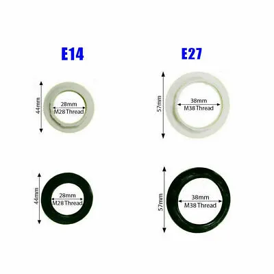 2 X Black Or White E27 / E14 Lamp Bulb Holder Light Shade Holder Collar Ring • £4.89
