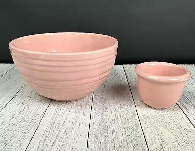 Vintage McCoy Beehive Pink Mixing Bowl 5 X 2.50 Prep Mixing & Unmarked Tiny Bowl • $37.12