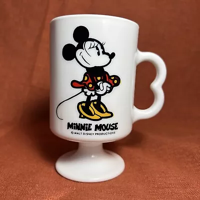 Vintage Minnie Mouse Milk Glass Pedestal Mug~White Footed Walt Disney Production • $13.99