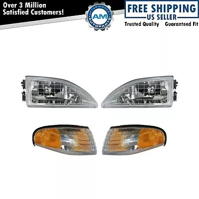 Headlights & Parking Corner Lights Left & Right Pair Set For 94-98 Mustang Cobra • $103.99