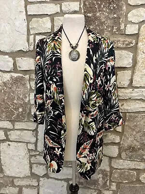 BEAUTIFUL Zara Basic Womens Allover Floral Open-Front 3/4 Sleeve Blazer Sz S • $24.99