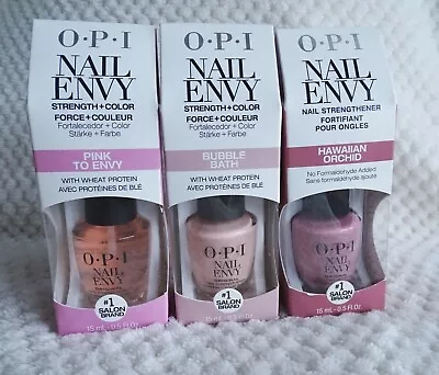 £34.50 • Buy OPI Nail Envy Trio Nail Strengthener Hawaiian Orchid Bubble Bath & Pink To Envy 
