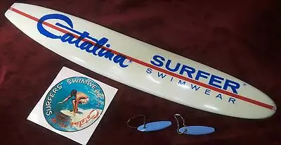 Rare Beautiful Vintage Catalina Surfboard Wall Art & Mike Doyle Decal + 2 Pulls! • $377.77