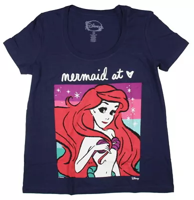 Disney Women's Little Mermaid Ariel Mermaid At Heart Scoop Neck Tee Shirt (00) • $12.95