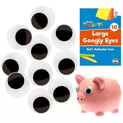 10-30 Large Self Adhesive Googly Eyes 40mm Stick On Sticky Wobbly Wiggly Craft  • £5.49