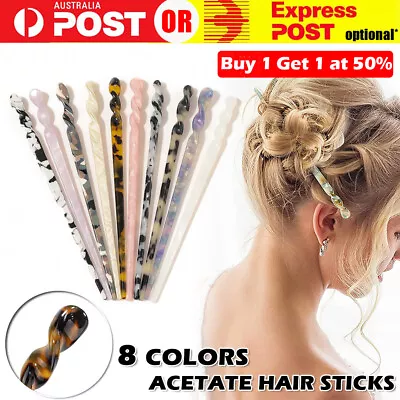 $4.99 • Buy Women Acetate Hair Stick Tortoise Shell Hairpin Chopsticks Hair Accessories New