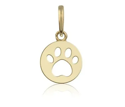 New 9ct 375 Solid Yellow Gold Dog Or Cat Paw Print Outline Pendant Charm • £45