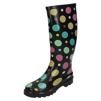 £9.99 • Buy Ladies X1r109 By Spot On Spotty Patterned Wellington Boots Retail Price £9.99