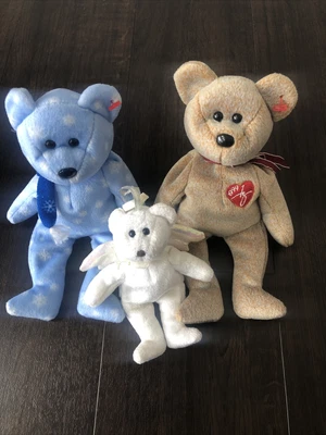 £0.99 • Buy TY Beanie Babies Bear Bundle 1999 Holiday Teddy Signature Bear Mini Halo NO TAGS