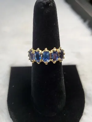 Beautiful 18 Carat Gold 5 Stone Tanzanite Ring Size 6 1/2 • £965.13