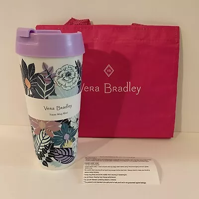 VERA BRADLEY  Palm Floral Travel Mug Tumbler 16 Oz New With Tags • $18