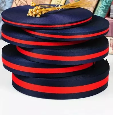 £3.29 • Buy 40mm Fashion Blue Red Striped Grosgrain Ribbon 1Yard Spandex Polyester GU Ribbon