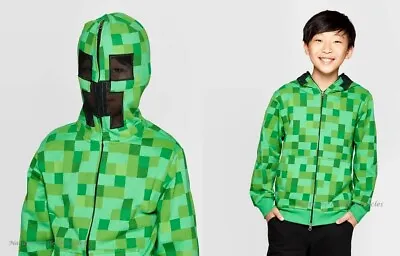 Minecraft Creeper Halloween Costume Size 4-16 Boy Hoodie Jacket Mask Zip Kid NWT • $35.95
