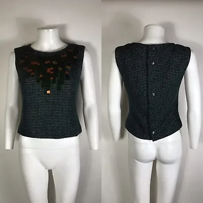 Vtg Chanel Metal Embellished Green Top S • $268