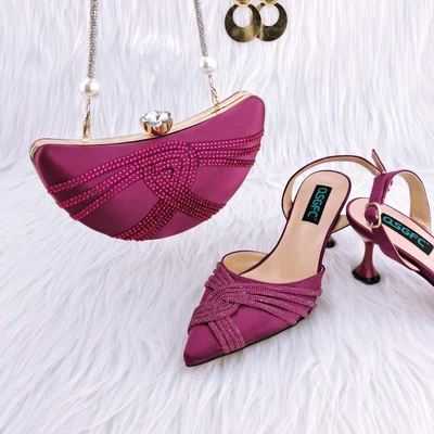 £119.26 • Buy Ladies Shoes And Bag Orange Cross Diamond Belt Decor Exquisite Banquet Shoes Bag