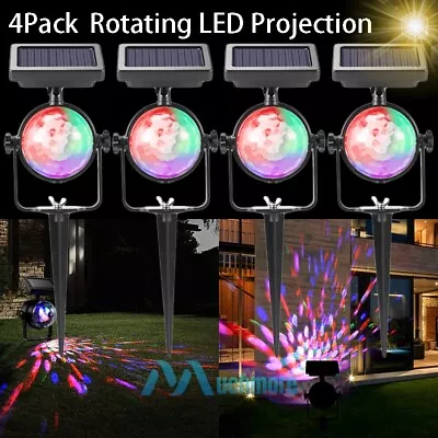4X 360° Rotating Solar LED Projector Colorful Light Garden Lawn Landscape Decor • $75.99