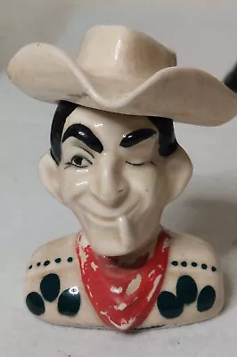 Vintage Novelty Ceramic COWBOY BUST And HAT Salt & Pepper Shakers Made In Japan • $25