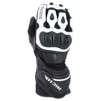 Richa Warrior Evo All Season Motorcycle Motorbike Leather Gloves Black/White • £59.99