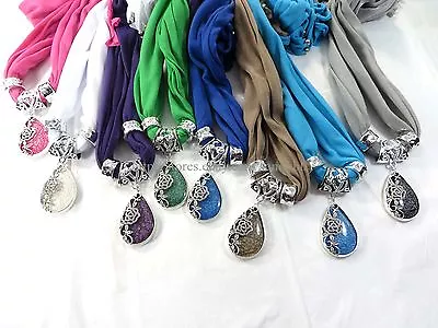 12pcs Christmas Rhinestone Rose Flower Faux Gem Scarf Jewelry Necklace • $54.99