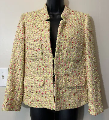 J Crew Collection Tweed Blazer Yellow Pink 6  • $39.77