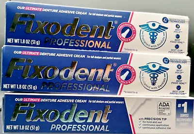 (3 Pack) Fixodent Professional - Denture Adhesive Cream - 1.8 Oz Each Tube. • $16.99