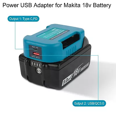 For Makita 18V Battery Adapter Mount Belt Holder W/Fast Type C USB Power Charger • £7.65