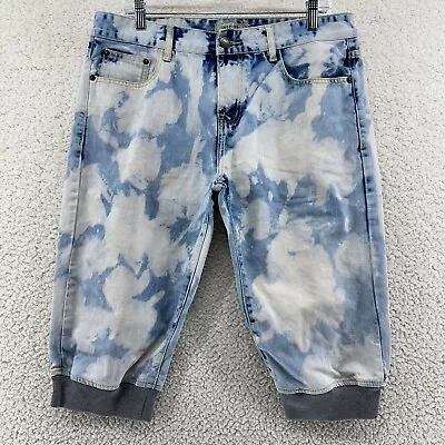 Decibel Mens 34 Bleached Denim Blue Jean 16  Joggers Tapered Knee Grunge • $17.99