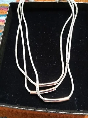 Marks And Spencer Necklace Silver Tone Triple Multi Strand • £2.75