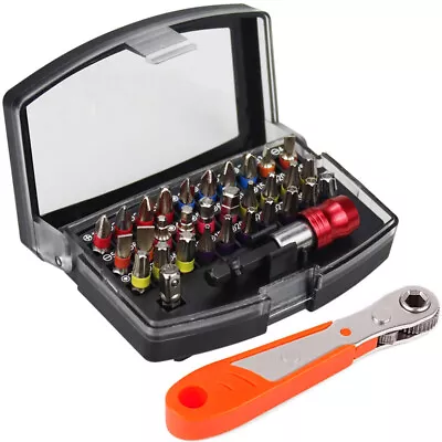 33PC Colour Coded Screwdriver Bit Set Mini Ratchet Slotte Phillips Pozi Torx Hex • £11.99