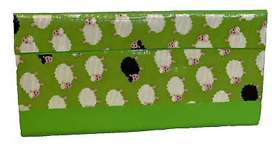 Clutch Duct Tape Wallet Green With Sheep Pattern 7.5  X 4  Pocketbook Pouch • £11.68