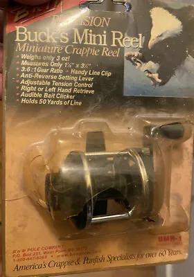 BnM Bucks Mini Crappie Reel Right Or Left Holds 50 Yrds BMR1 New • $29