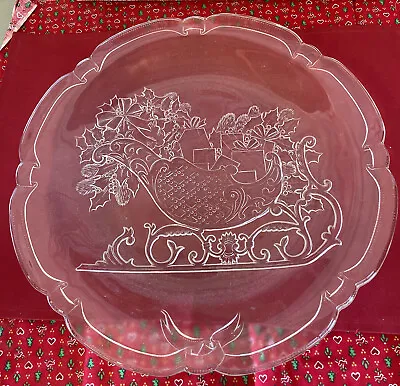 Mikasa Crystal Holiday Santas Sleigh Serving Tray Platter Christmas Hostess Dish • $12.50