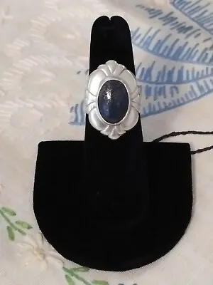 Vintage Lapis Lazuli Cabochon Sterling Silver Ring - Size 6 • $24.99