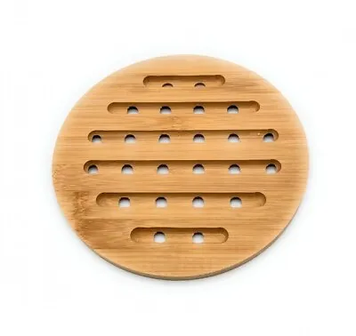£4.99 • Buy Round Bamboo Wood Trivet Kitchen Worktop Surface Protector Kettle Stand Hot Pan