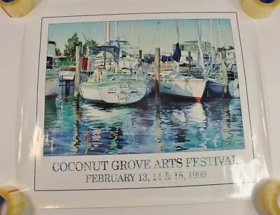 VTG 90s Miami Coconut Grove Arts Fest Festival Poster 1999 Sailboats • $39.99