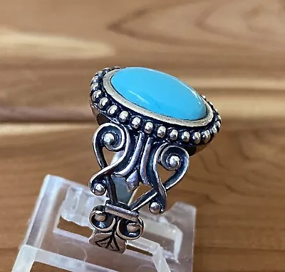 Vintage Avon 925 Sterling Silver Oval Turquoise Stone Band Ring Size 7.25 • $28