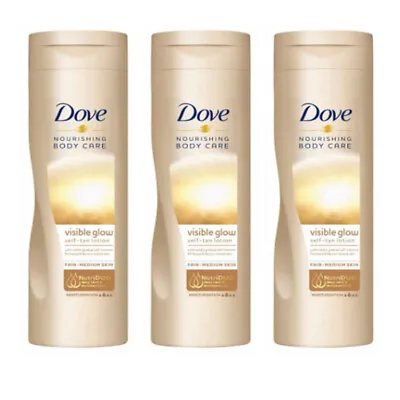 £11.99 • Buy 3 X Dove Visible Glow Self Tan Lotion Fair To Medium Skin 250ml