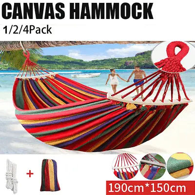 2 Person Double Camping Hammock Chair Bed Outdoor Hanging Swing Sleeping Garden • $32.98