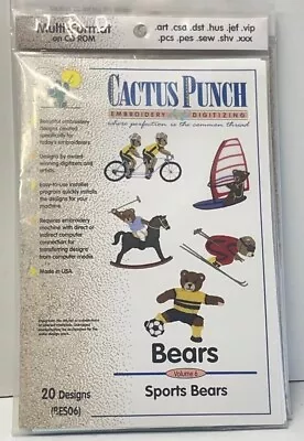 Cactus Punch Embroidery Card CD Multi Format 20 Sports Bears Sewing Machine • $35