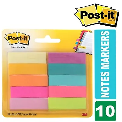   Postit 67010AB Notes Markers Assorted Colours 12.7 X 44.4mm Pack Of 10 Pads • £4.99