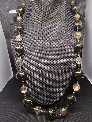 Beautiful Signed Vendome AB Glass & Gold Speckled Bead Necklace • $30