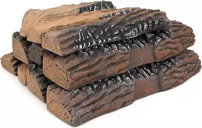 Large Ceramic Gas Logs 10 Piece Set Of Decoration Ceramic Wood Logs For All Typ • $82.99