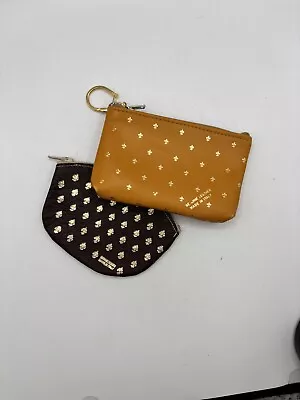 Italian Leather Vintage Coin  Purse X2 Vintage 70s Unused Gold Fleur De Lis NOS • $22