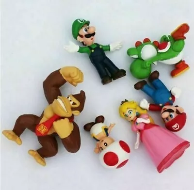 6PCS Super Mario Bros Mario Cake Toppers Party Action Figures Kids Xmas Gift • $13.58