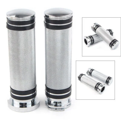 $21.55 • Buy 1'' 2PCS Handlebar Hand Grips Chrome Fit Sportster Dyna Softail Touring V-Rod US