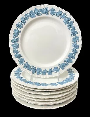 9 Vintage Wedgewood Queens Ware Embossed Lavender On Cream Dinner Plates • $269