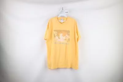 Vintage 90s Disney Mens Large Faded Spell Out Alice In Wonderland T-Shirt Peach • $79.95