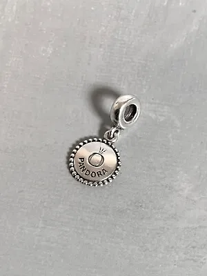 PANDORA Unforgettable Moments Sterling Silver Round Beaded Logo Dangle Charm • £17.50