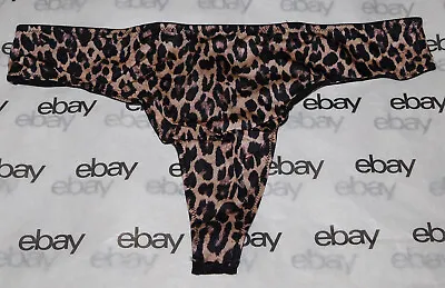 NEW Victoria's Secret Very Sexy Strappy Thong Panty Satin Lace Animal Print L VS • $14.50